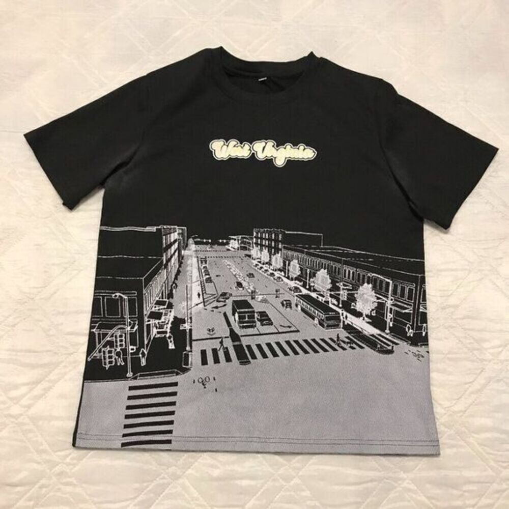 Shein West Virginia night life black T shirt small